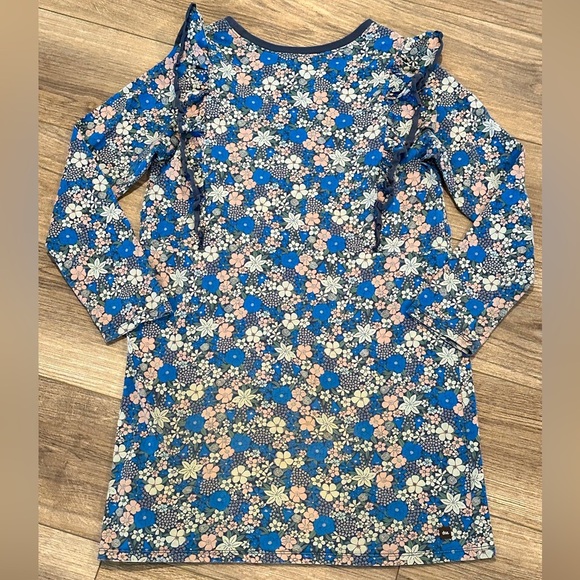 Tea Collection Girls 16 Swedish Bouquet Ruffle Shoulder Dress in Indigo - Picture 8 of 8